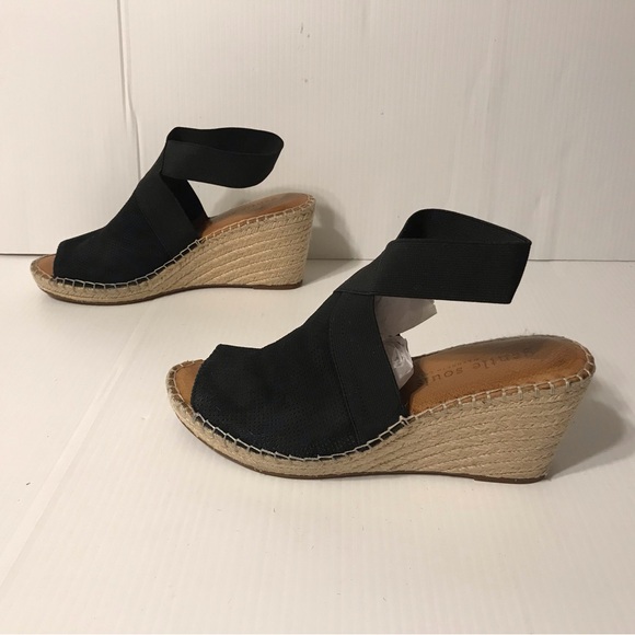 Gentle Souls Colleen wedge sandals black ankle strap leather women size 9 M - Picture 2 of 11